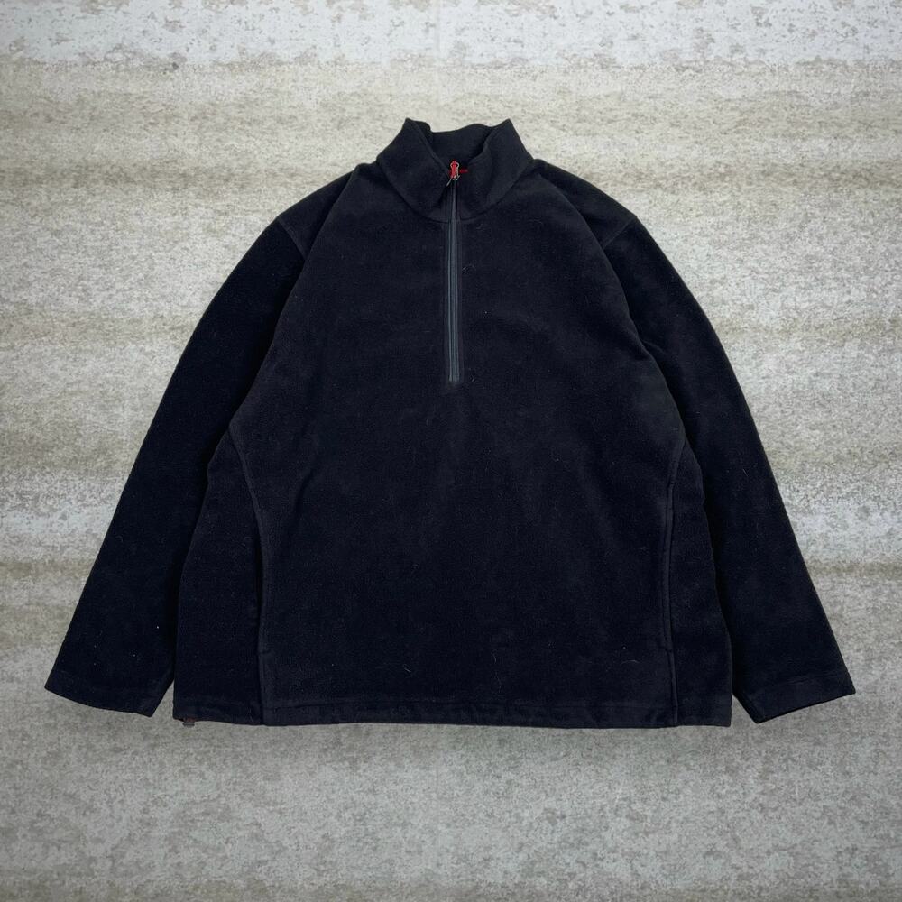 Vintage Y2K Woolrich Fleece Jacket Mens 2XL Black Half Zip